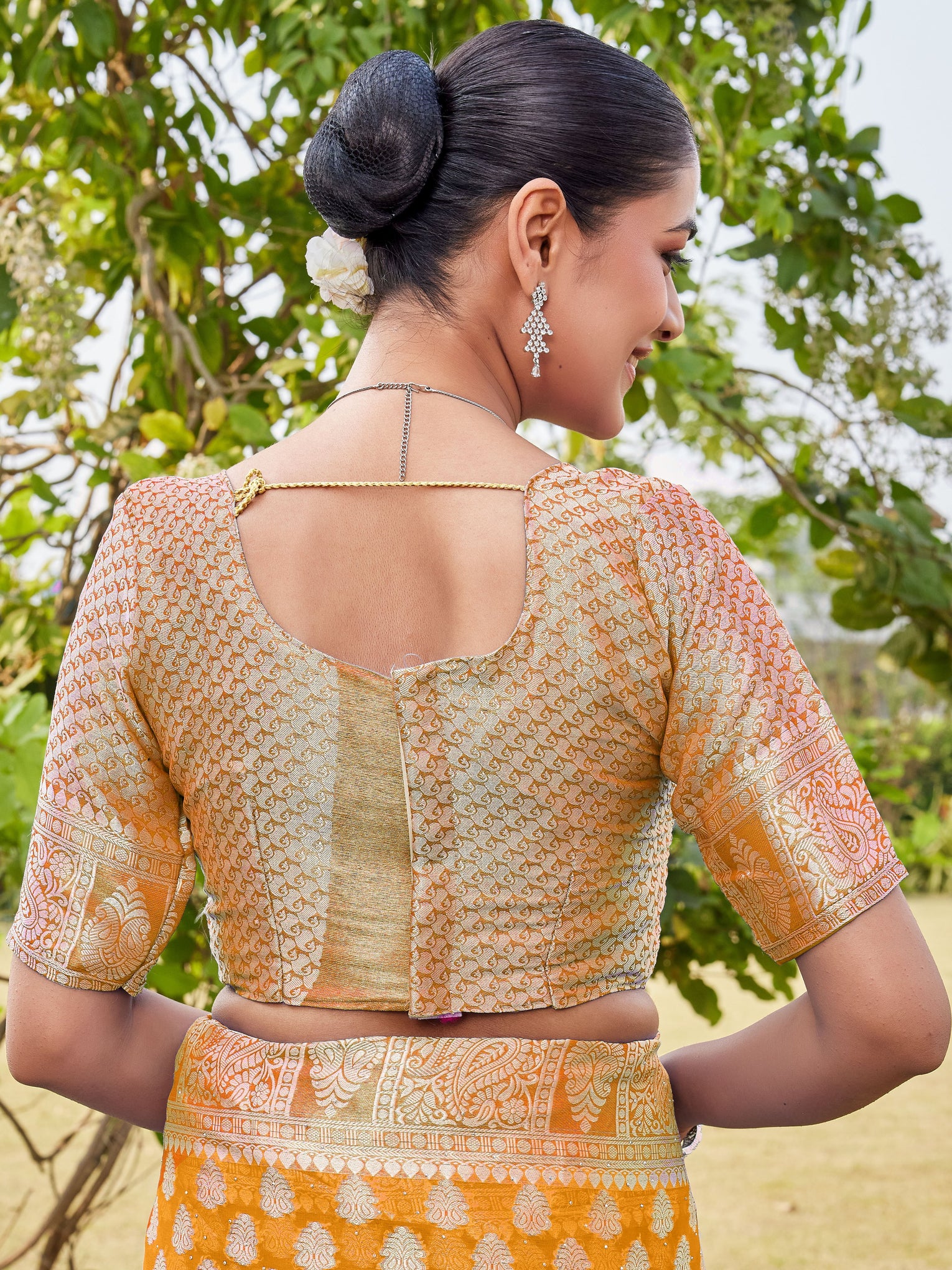 Gold Georgette Saree MAHESH - View 9