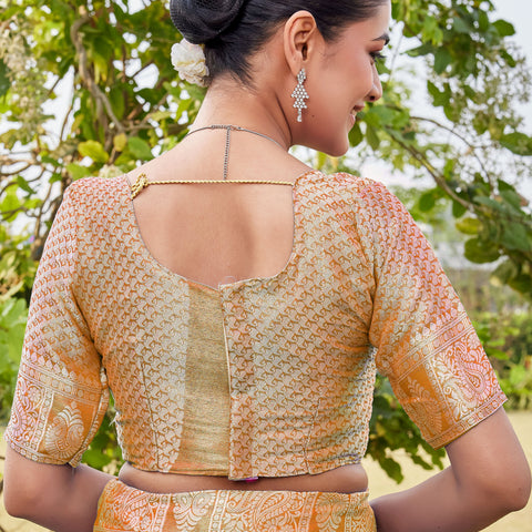 Gold Georgette Saree MAHESH - View 9
