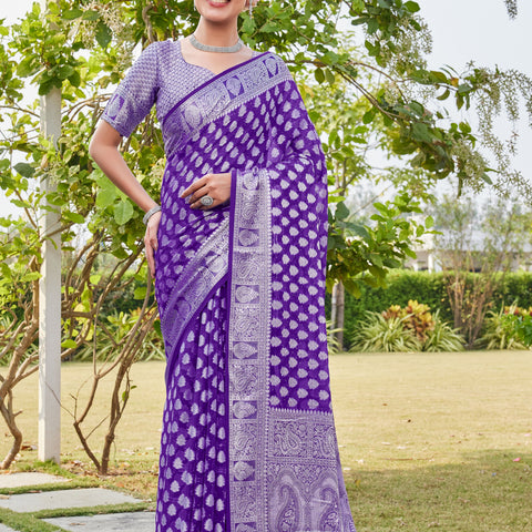 Purple Georgette Saree MAHESH - View 1