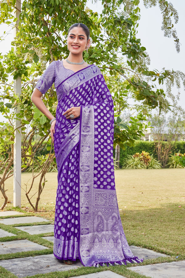 Purple Georgette Saree MAHESH - View 1