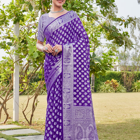 Purple Georgette Saree MAHESH - View 2