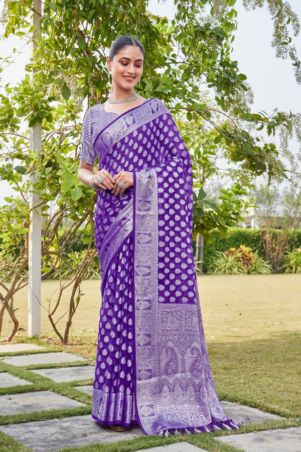 Purple Georgette Saree MAHESH - View 2