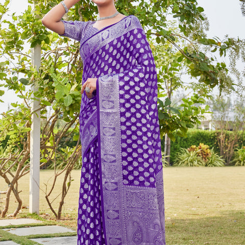 Purple Georgette Saree MAHESH - View 3