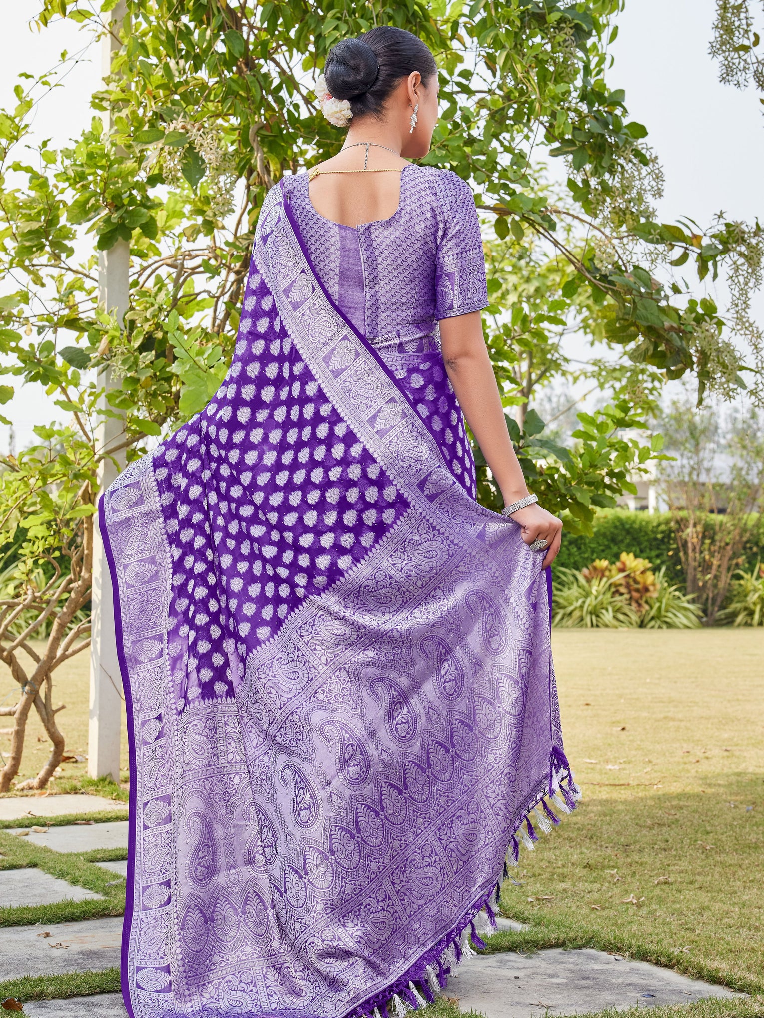 Purple Georgette Saree MAHESH - View 4