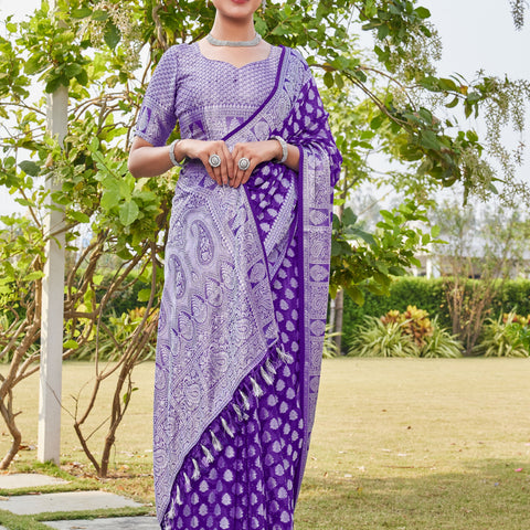 Purple Georgette Saree MAHESH - View 5