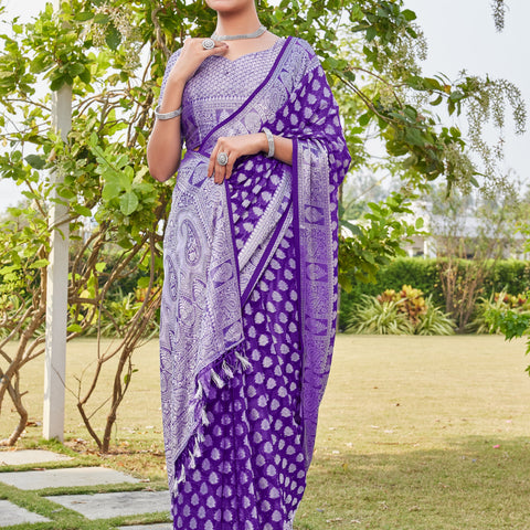 Purple Georgette Saree MAHESH - View 6