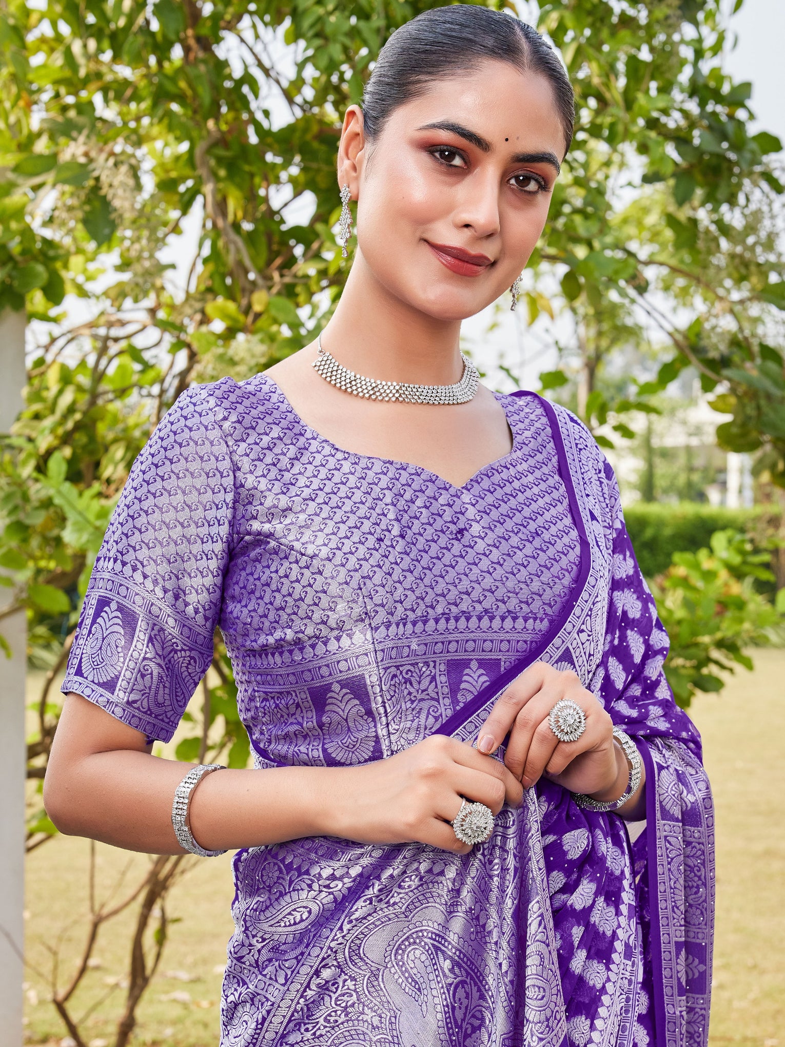 Purple Georgette Saree MAHESH - View 7