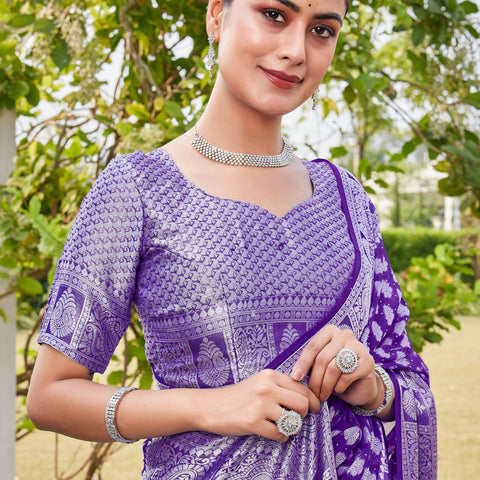 Purple Georgette Saree MAHESH - View 7