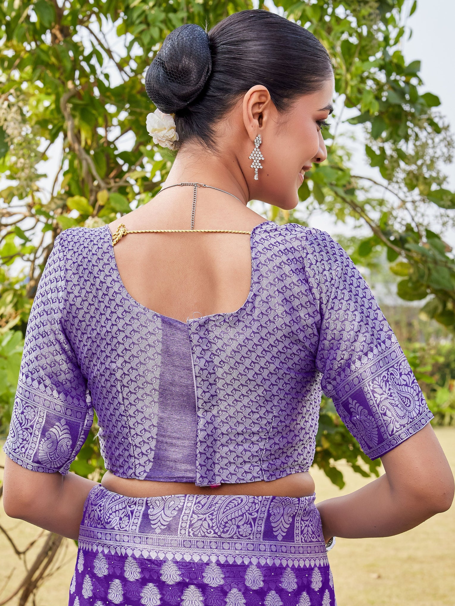 Purple Georgette Saree MAHESH - View 9