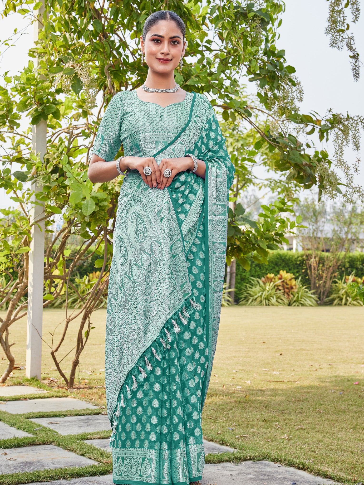 Rama Georgette Saree MAHESH - View 5