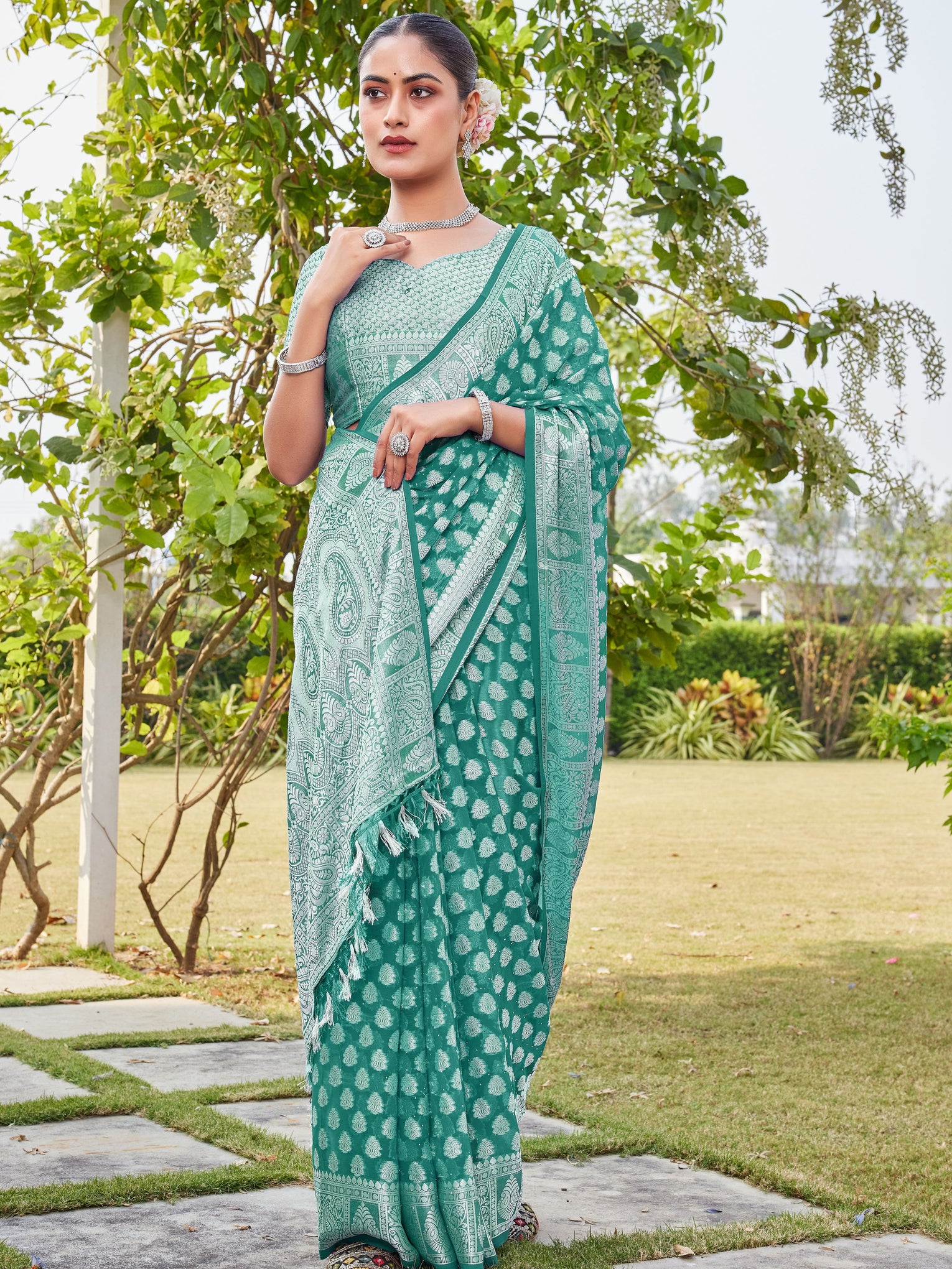 Rama Georgette Saree MAHESH - View 6