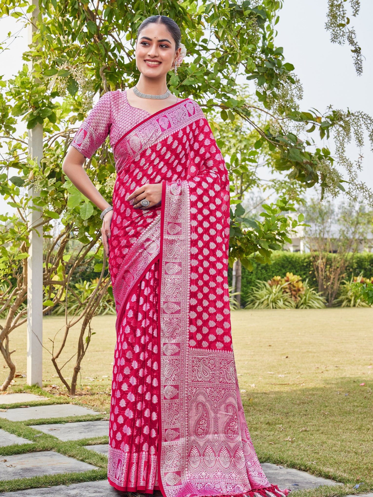 Rani Georgette Saree MAHESH - View 1