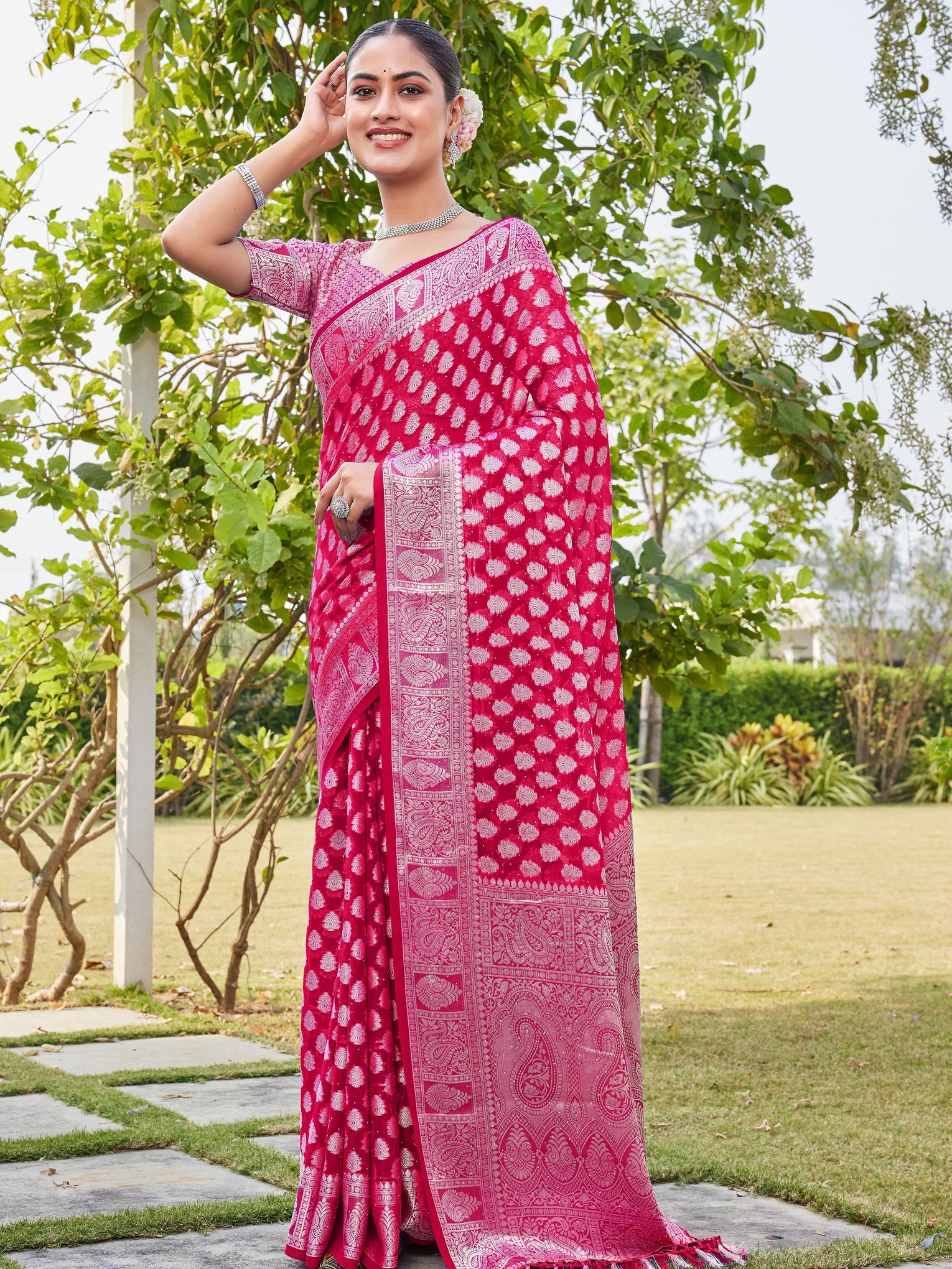 Rani Georgette Saree MAHESH - View 3