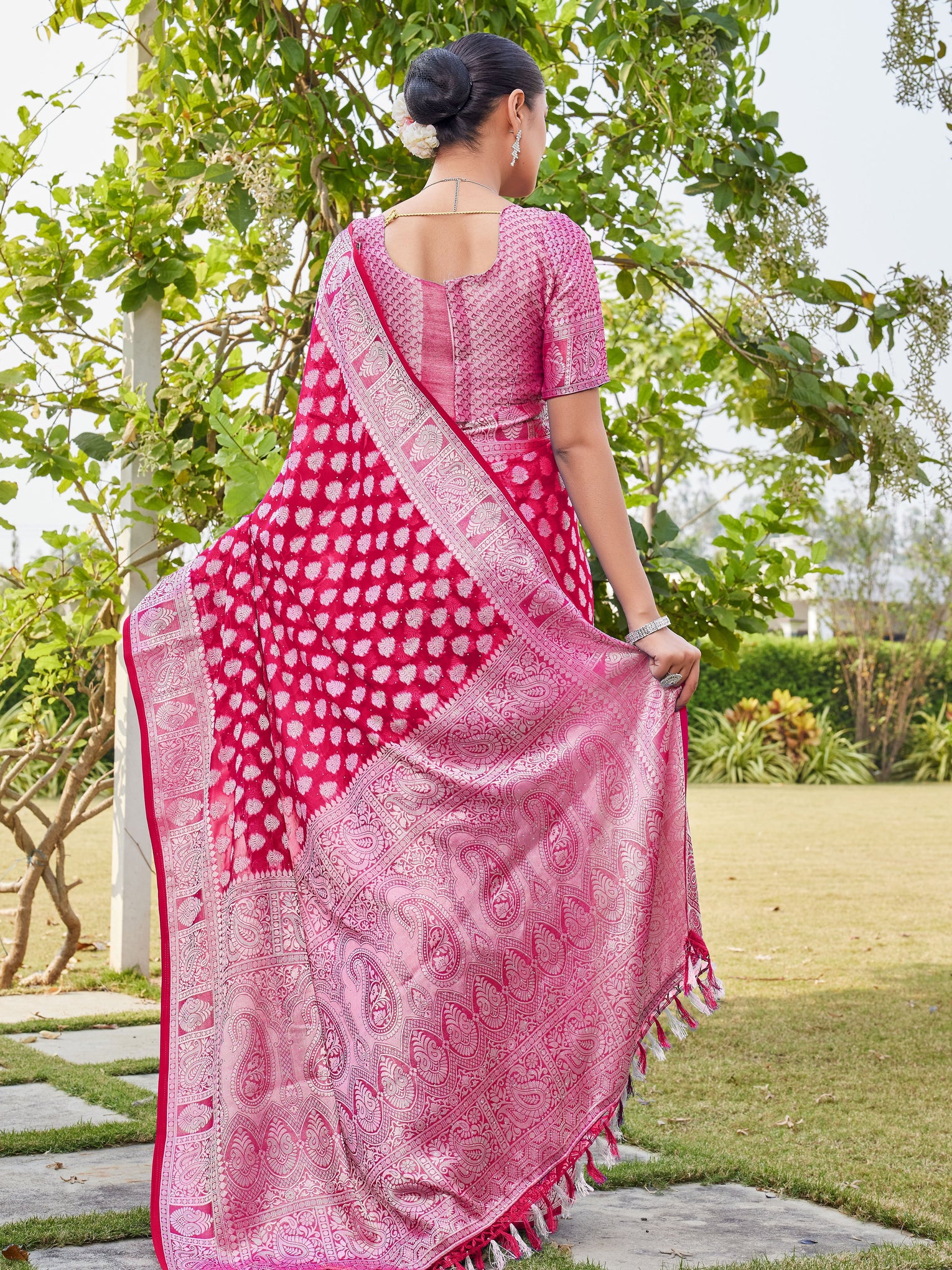 Rani Georgette Saree MAHESH - View 4