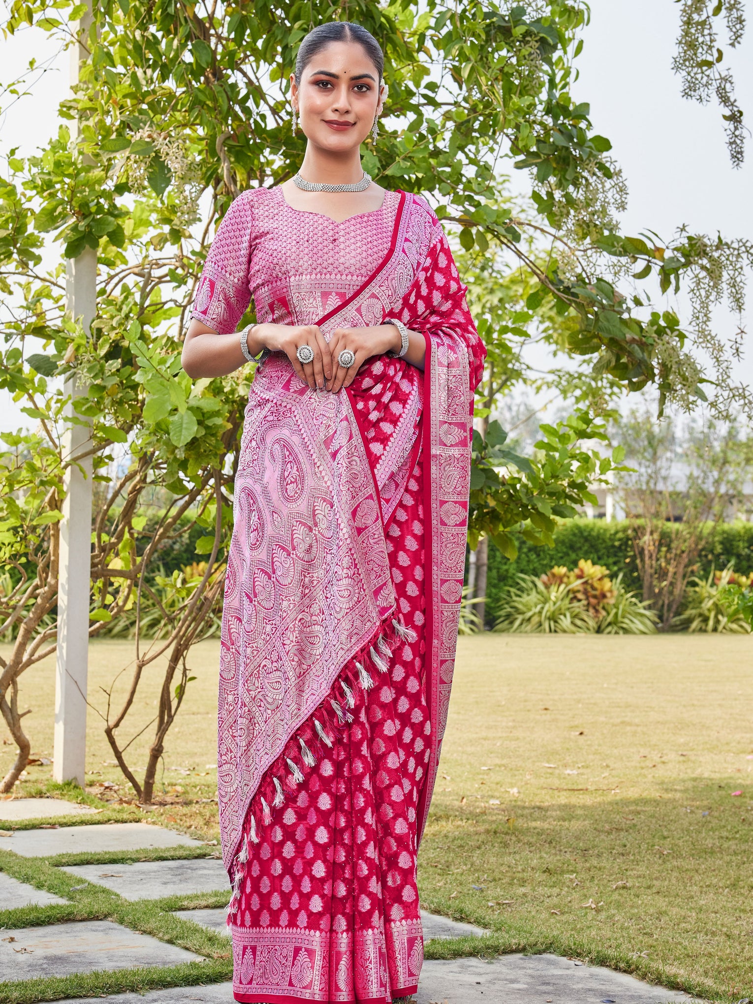 Rani Georgette Saree MAHESH - View 5