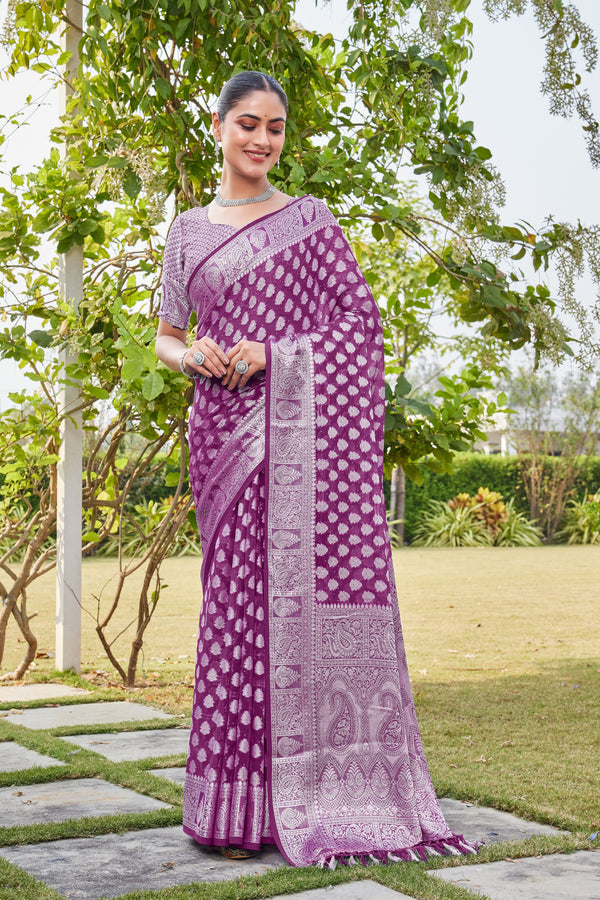 Wine Georgette Saree MAHESH - View 2