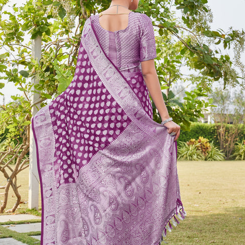 Wine Georgette Saree MAHESH - View 4