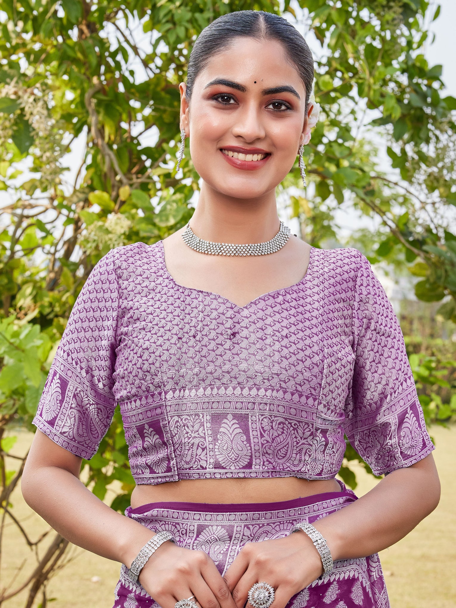 Wine Georgette Saree MAHESH - View 8