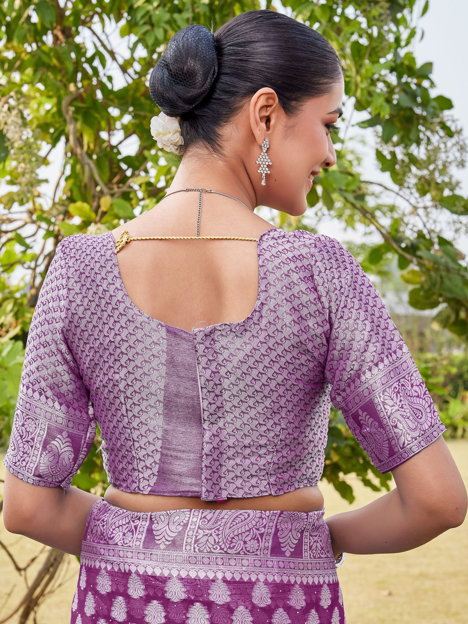 Wine Georgette Saree MAHESH - View 9