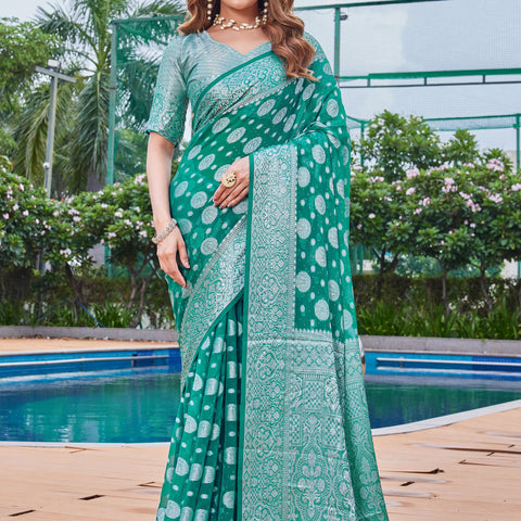 Green Georgette Saree MAJURA - View 2