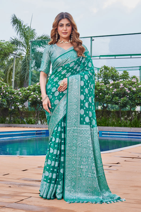 Green Georgette Saree MAJURA - View 2
