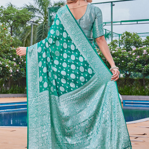 Green Georgette Saree MAJURA - View 4