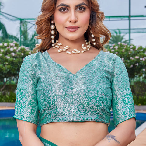 Green Georgette Saree MAJURA - View 8