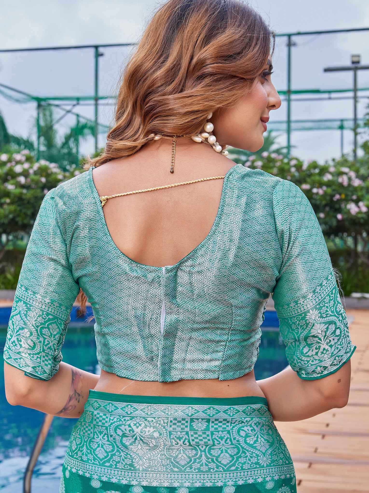 Green Georgette Saree MAJURA - View 9