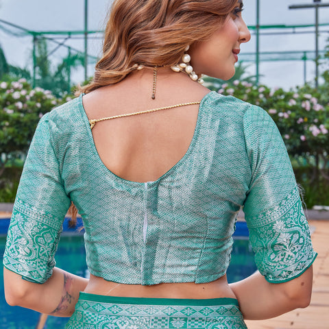 Green Georgette Saree MAJURA - View 9