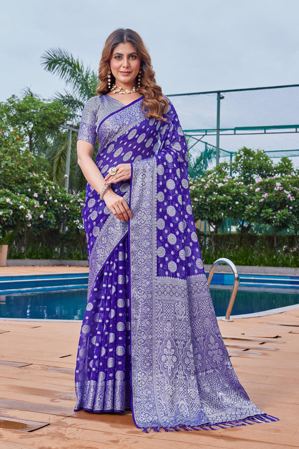 Purple Georgette Saree MAJURA - View 1