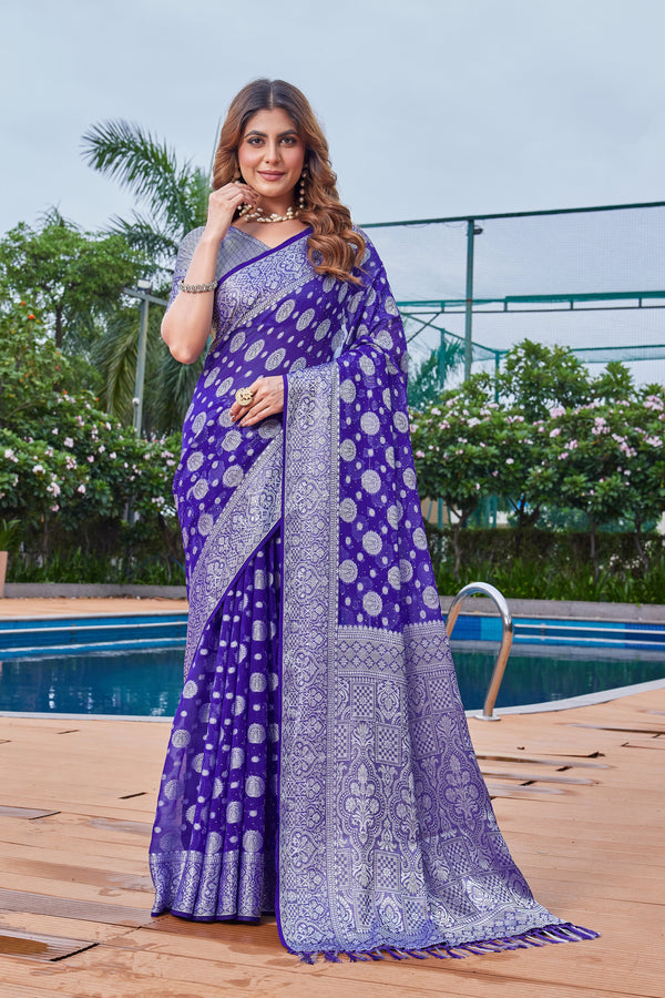 Purple Georgette Saree MAJURA - View 2