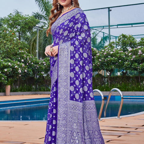 Purple Georgette Saree MAJURA - View 3