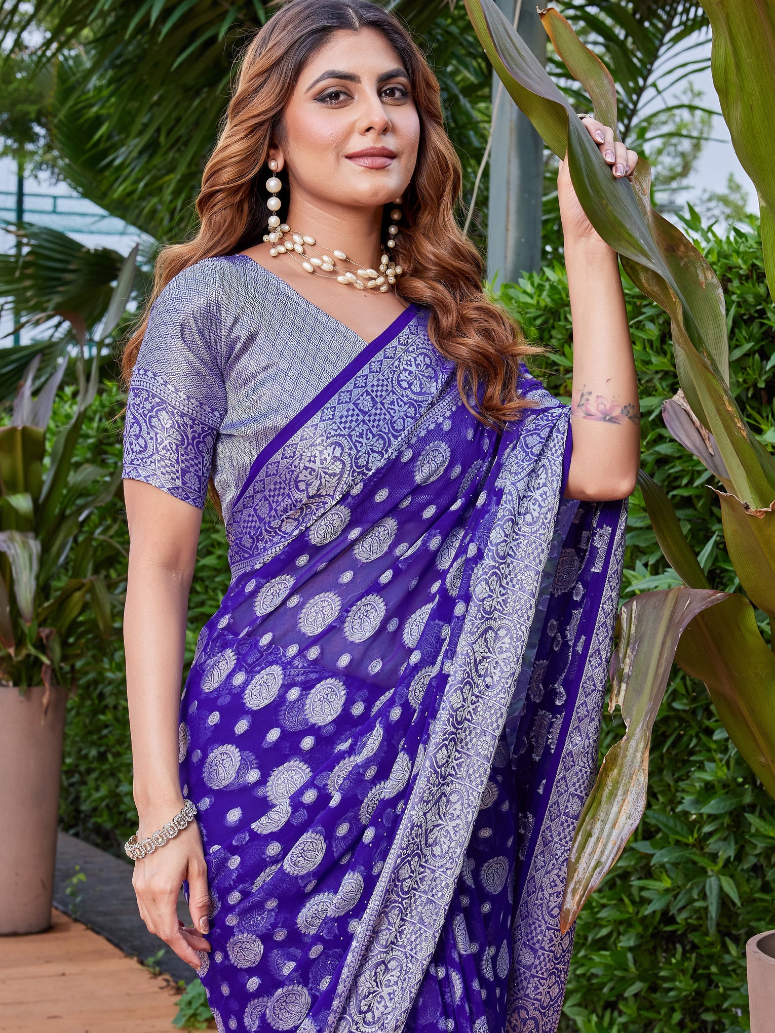 Purple Georgette Saree MAJURA - View 7