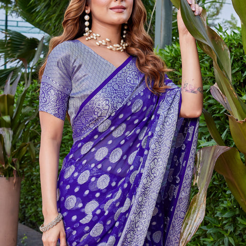 Purple Georgette Saree MAJURA - View 7