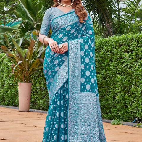 Rama Georgette Saree MAJURA - View 1