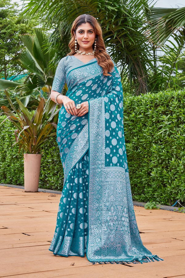 Rama Georgette Saree MAJURA - View 1