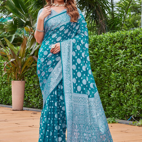 Rama Georgette Saree MAJURA - View 2