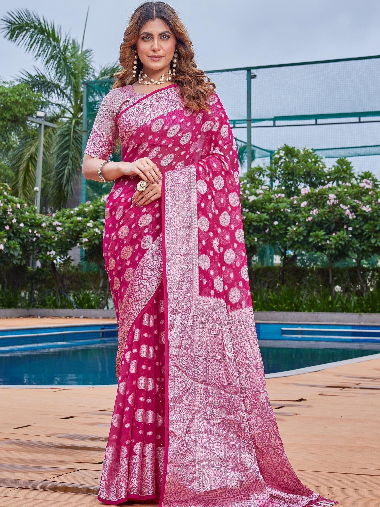 Rani Georgette Saree MAJURA - View 2