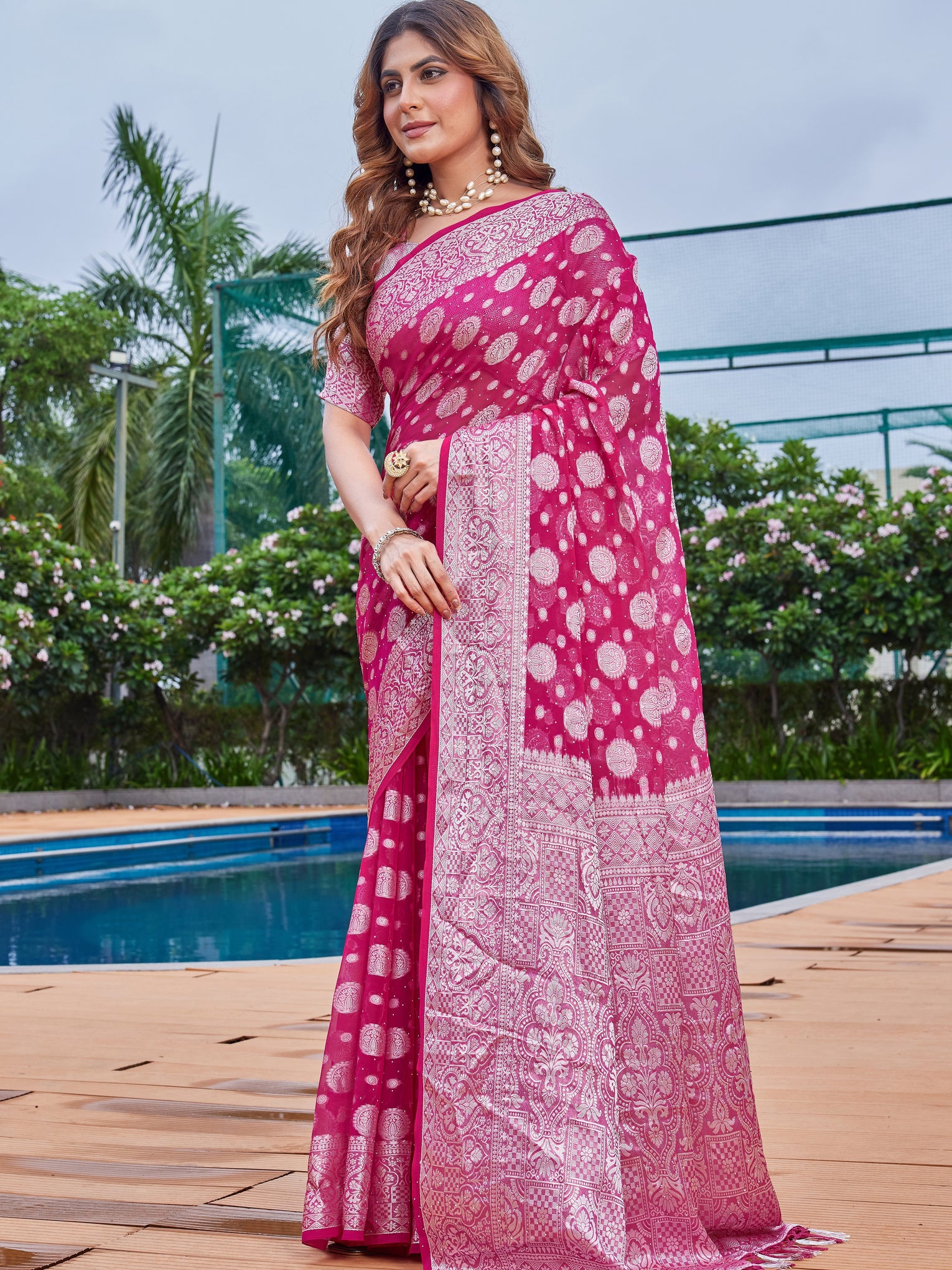 Rani Georgette Saree MAJURA - View 3