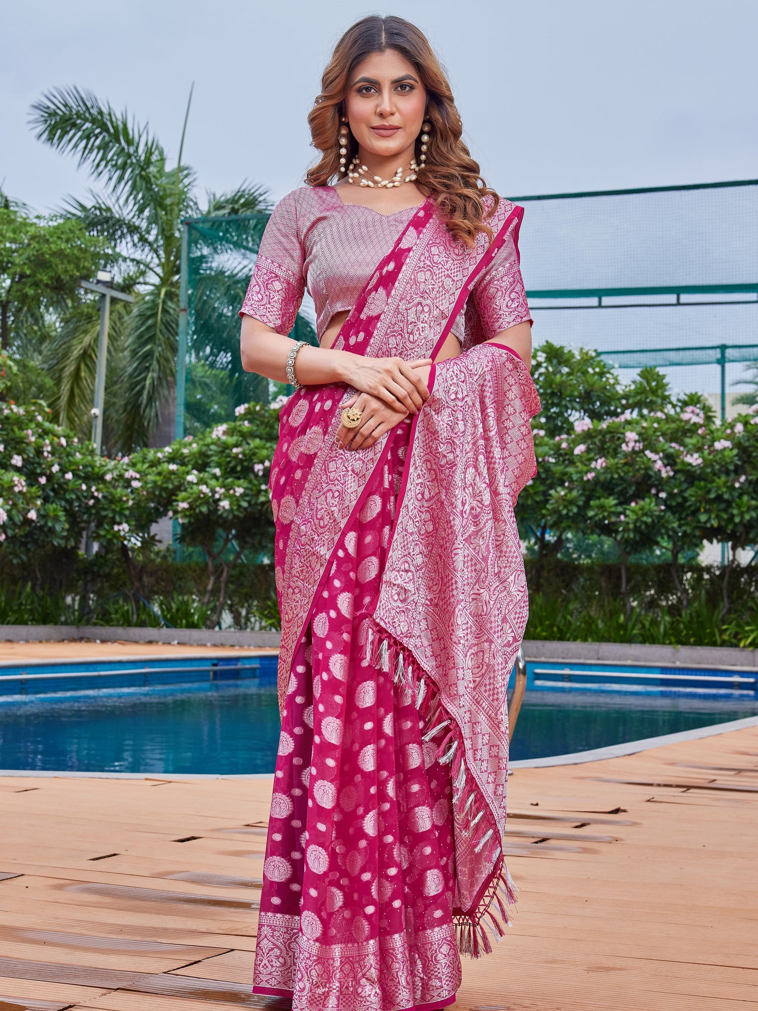 Rani Georgette Saree MAJURA - View 5