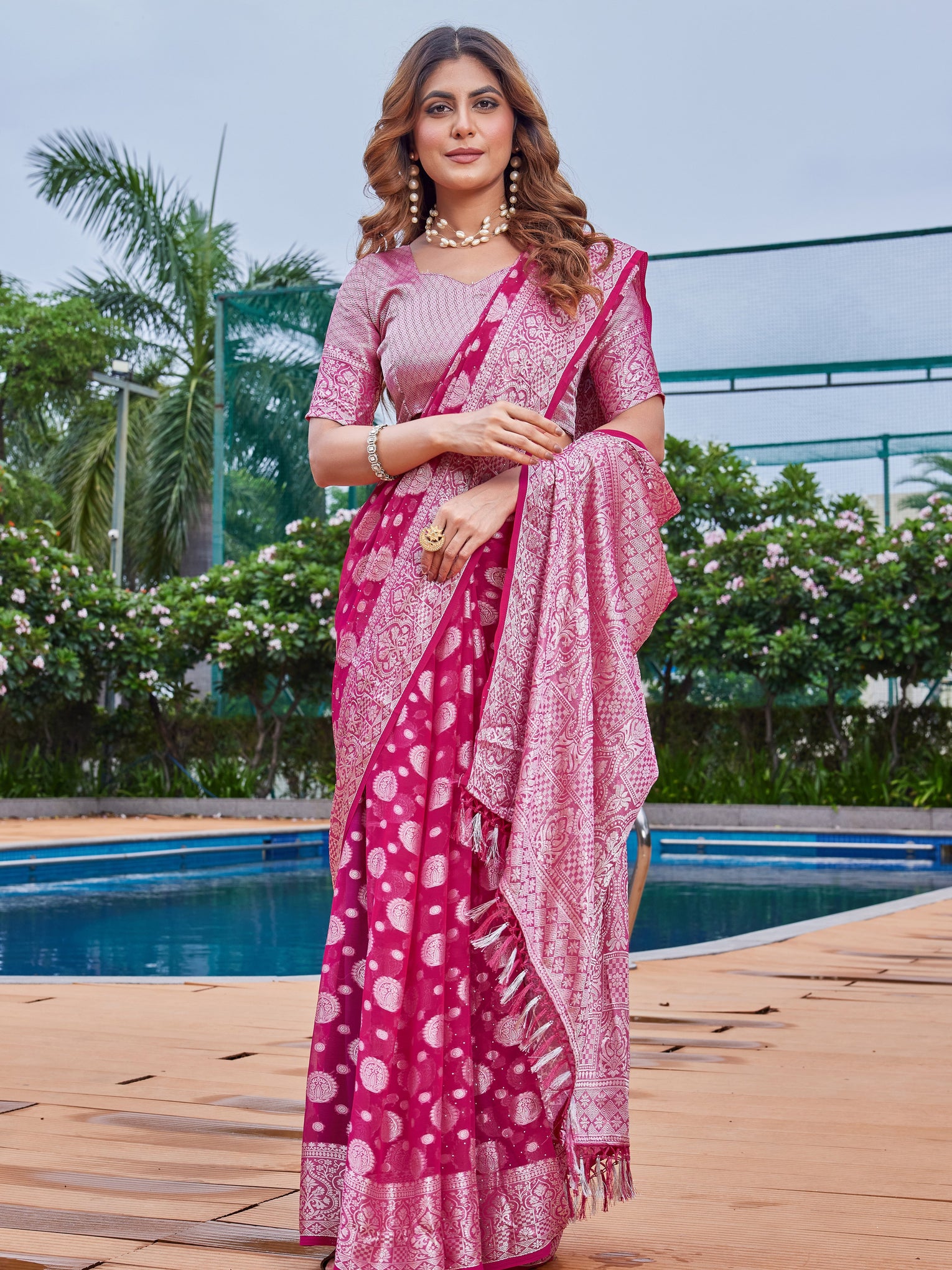 Rani Georgette Saree MAJURA - View 6