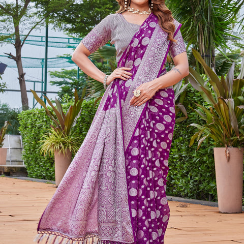 Wine Georgette Saree MAJURA - View 5