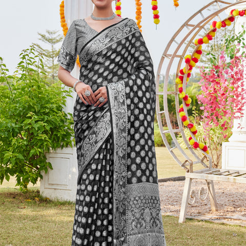 Black Georgette Saree MANISH - View 2