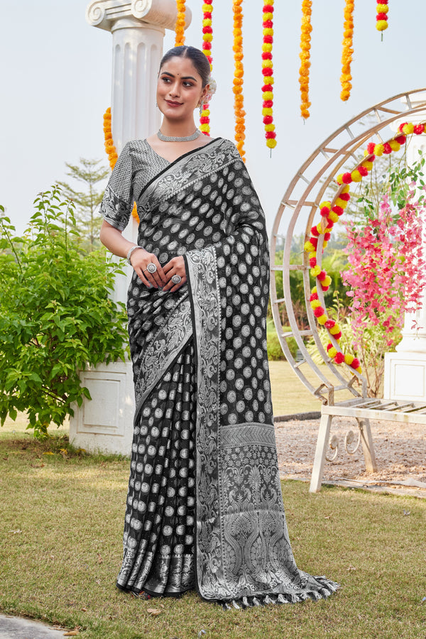 Black Georgette Saree MANISH - View 2
