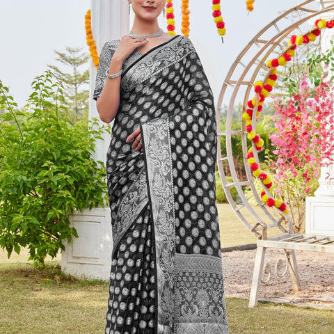 Black Georgette Saree MANISH - View 3