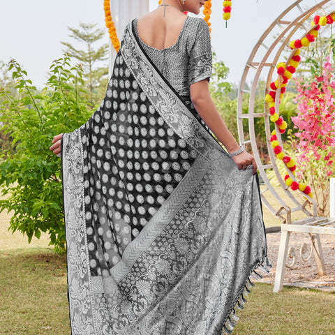 Black Georgette Saree MANISH - View 4