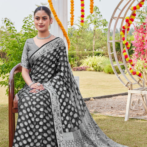Black Georgette Saree MANISH - View 5