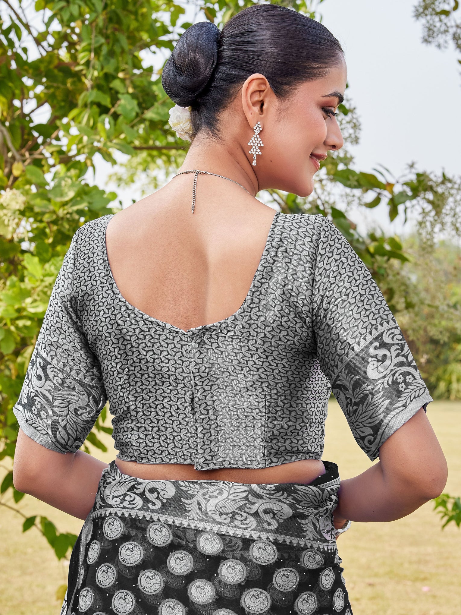 Black Georgette Saree MANISH - View 8