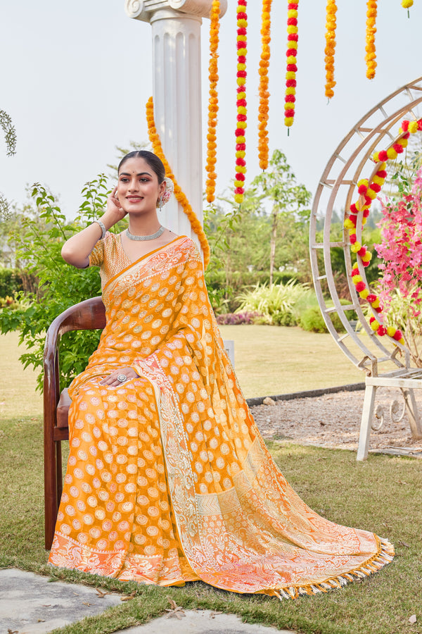 Gold Georgette Saree MANISH - View 2