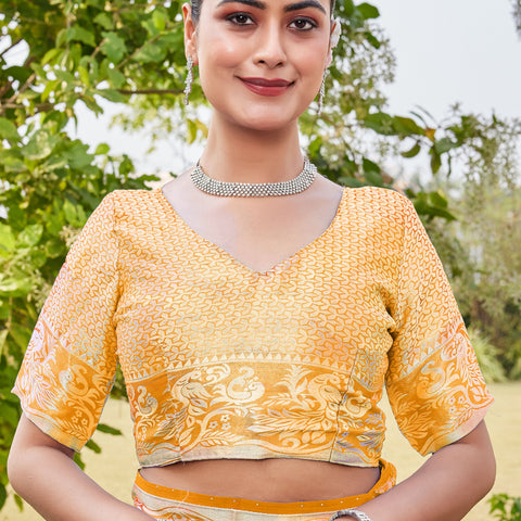 Gold Georgette Saree MANISH - View 7